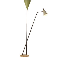 Giuseppe Ostuni for O-Luce '339/2’ Two-Armed Floor Lamp in Marble and Brass