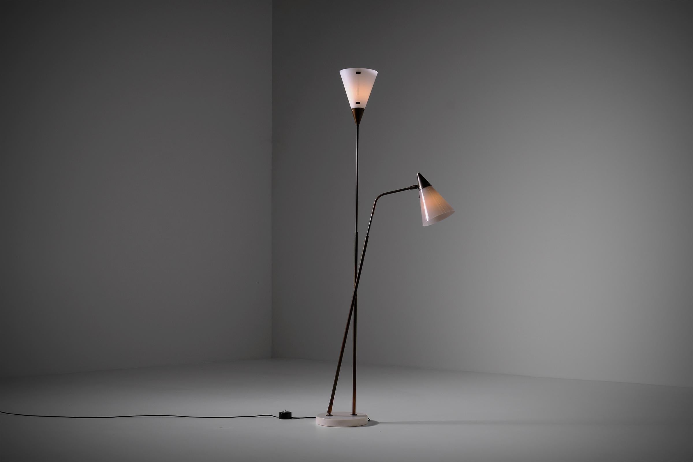 Brass Giuseppe Ostuni for O-Luce Adjustable Floor Lamp, Italy 1952