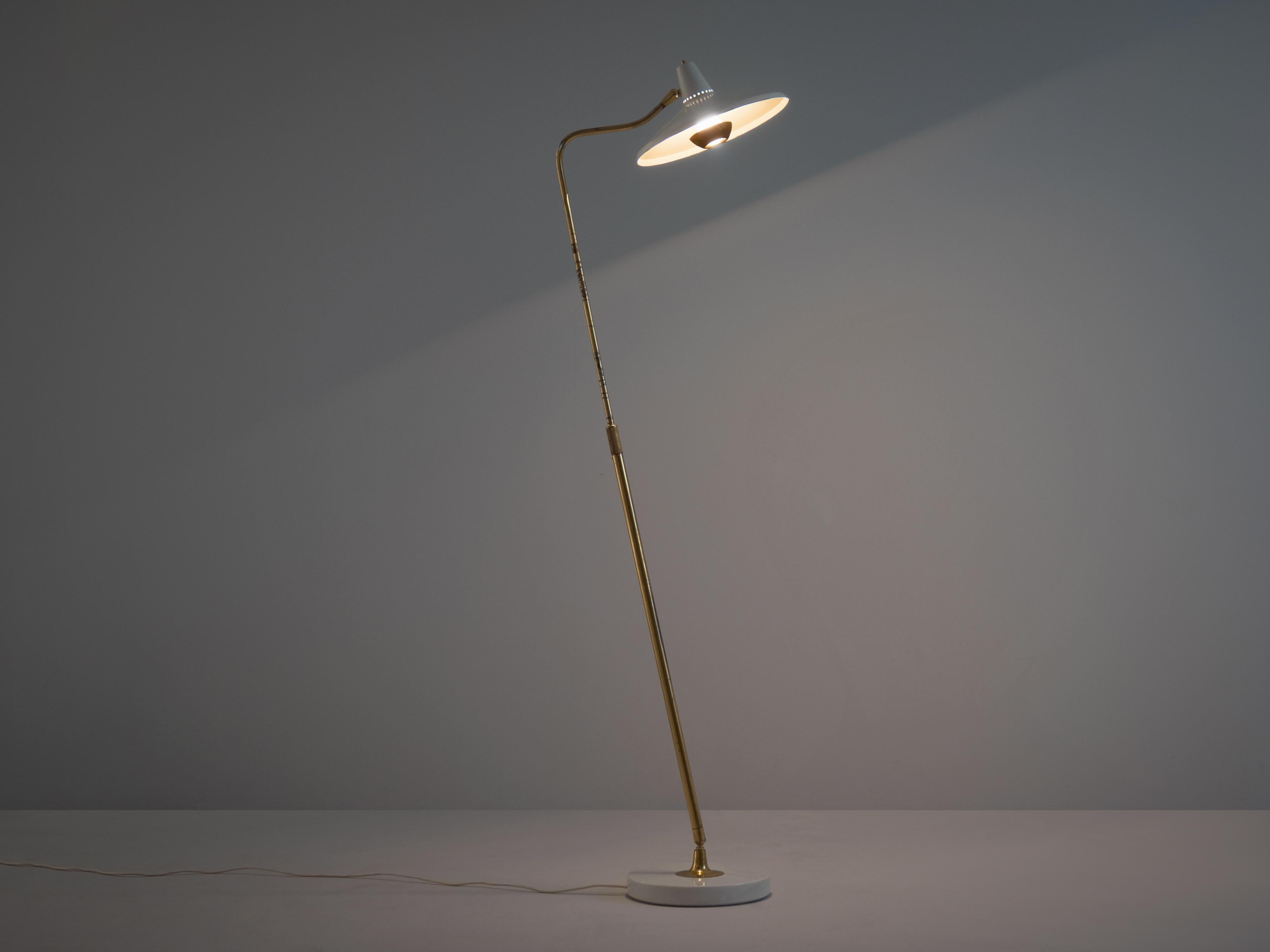 Giuseppe Ostuni for O-Luce, floor lamp model '301C', metal, brass, marble, Italy, 1950. 

This magnificent floor lamp, model 301C, is designed by the founder of O-Luce himself: Giuseppe Ostuni, who designed this lamp in 1950 during the early years