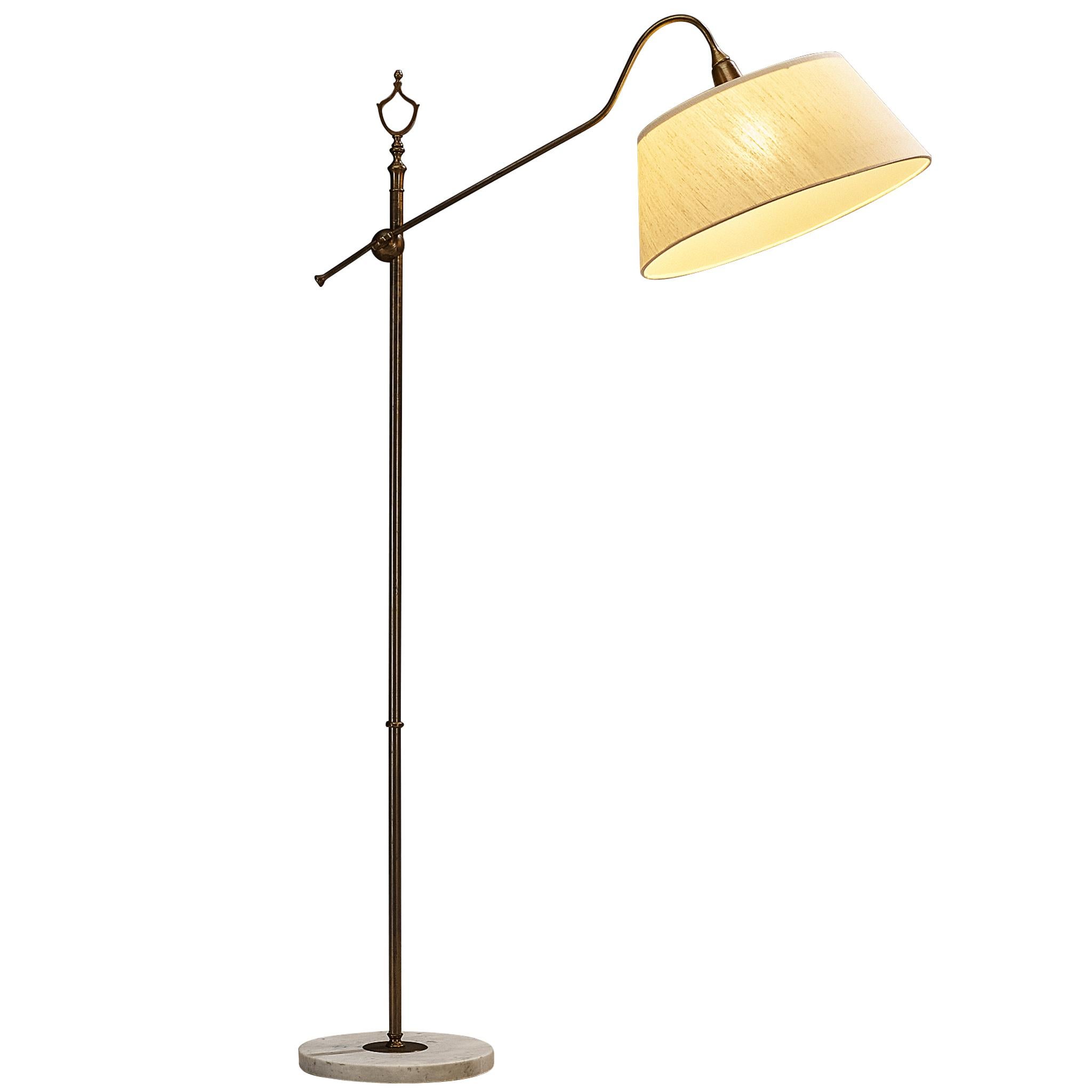 Lampada da terra 'Meridiana' in ottone e marmo di Giuseppe Ostuni per O-Luce