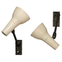 Giuseppe Ostuni for O-Luce Pair of Wall Lights in Nickel-Plated Brass 