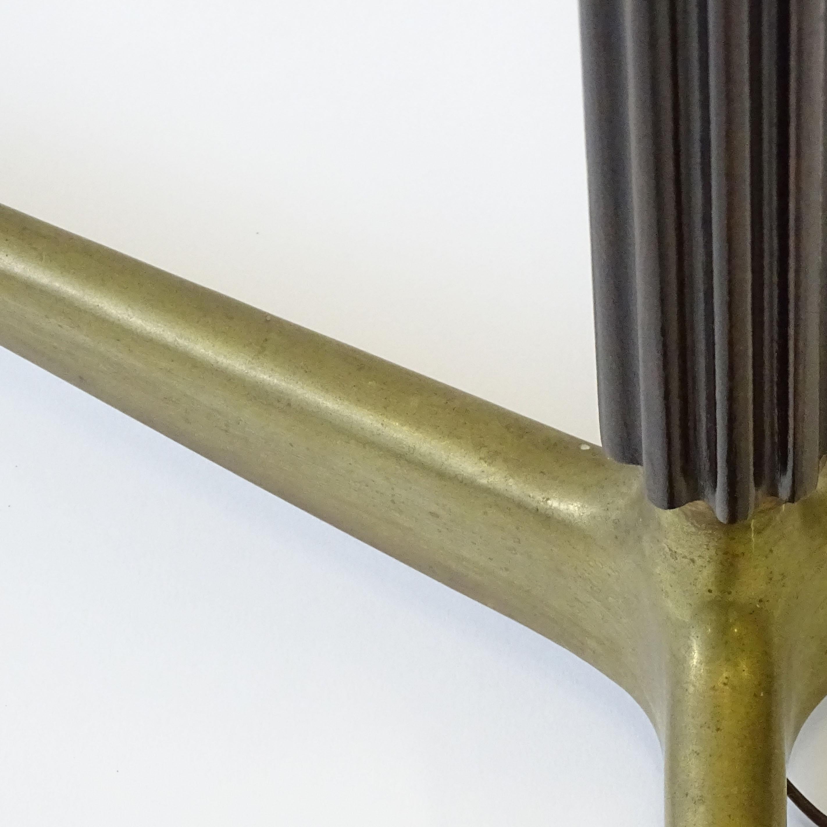Mid-Century Modern Giuseppe Ostuni Grissinato Wood and Brass Floor Lamp for Oluce, Italy 1950s For Sale
