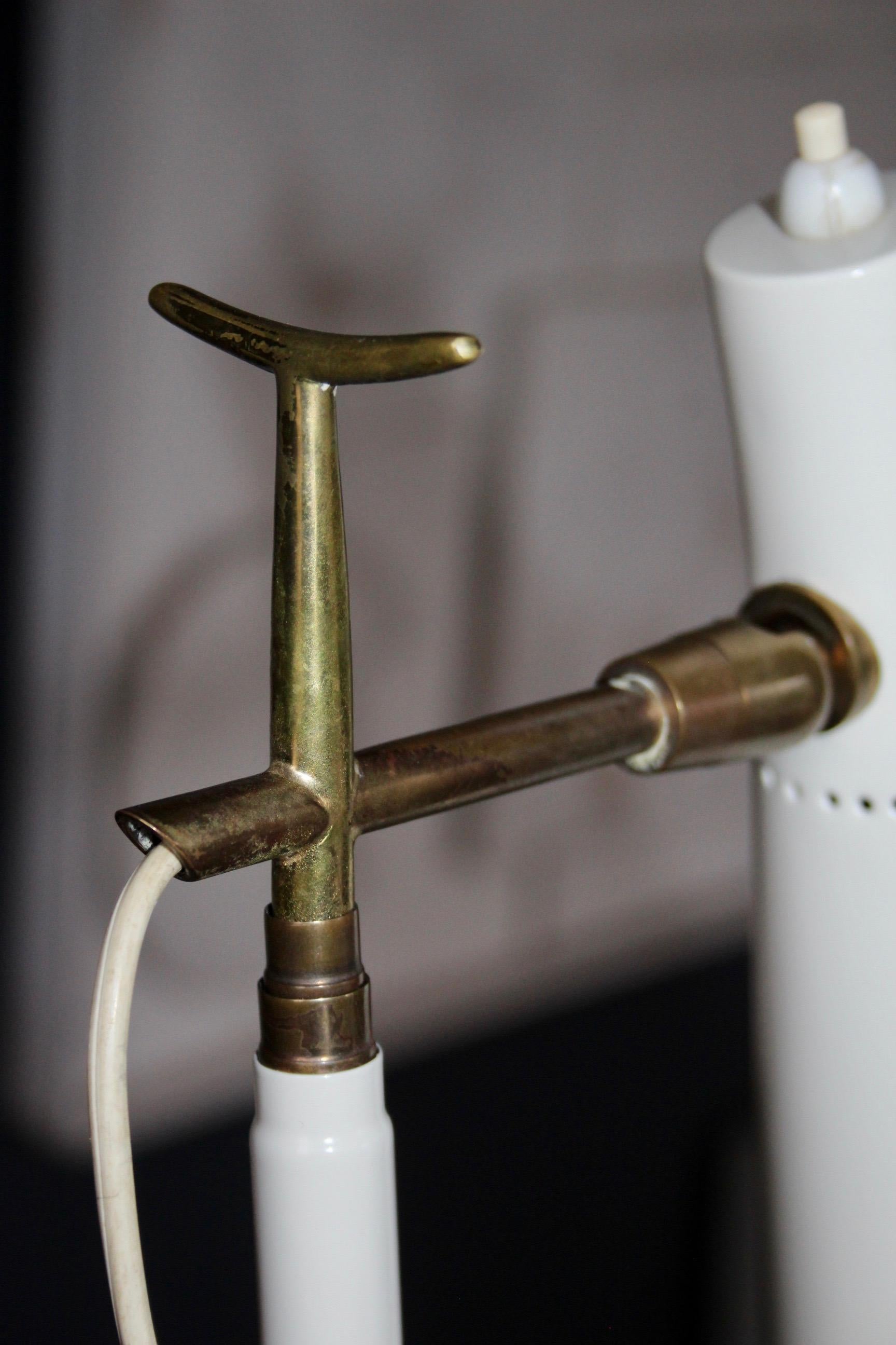 Metal Giuseppe Ostuni model 201  with telescopic arm, Oluce edition, 1950 For Sale