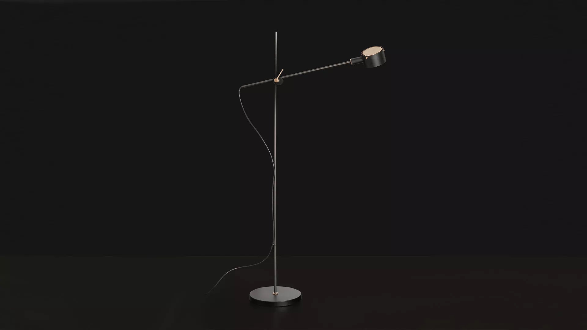 Giuseppe Ostuni Model 352 'G.O.' Floor Lamp in Black for Oluce For Sale 2
