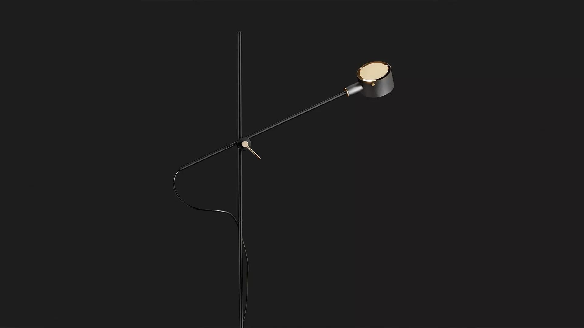 Lacquered Giuseppe Ostuni Model 352 'G.O.' Floor Lamp in Black for Oluce For Sale