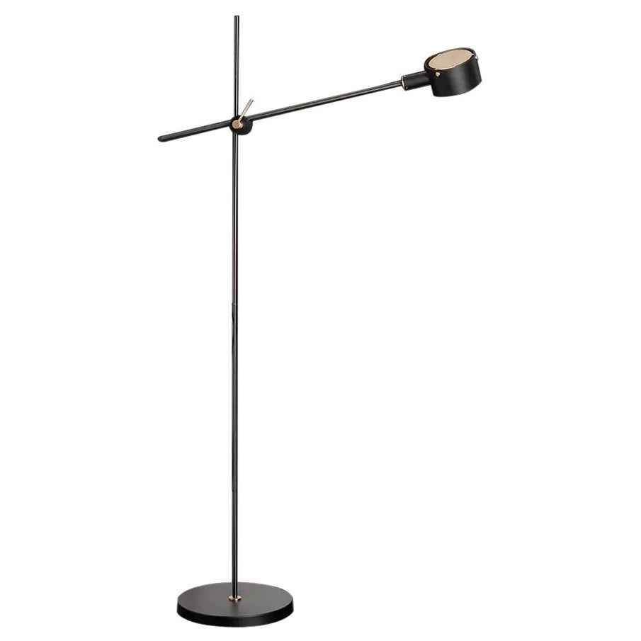 Giuseppe Ostuni Model 352 'G.O.' Floor Lamp in Black for Oluce For Sale