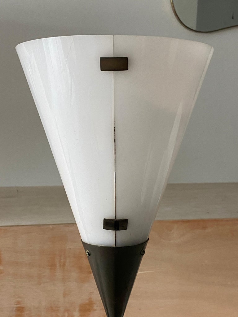 Giuseppe Ostuni Rare Adjustable Floor Lamp, Brass, Acrylic, O-Luce, Italy, 1950s For Sale 1