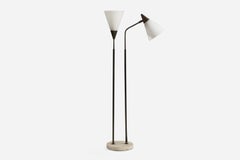 Giuseppe Ostuni Rare Adjustable Floor Lamp, Brass, Acrylic, O-Luce, Italy, 1950s