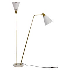 Giuseppe Ostuni Rare Adjustable Floor Lamp, Brass, Acrylic, O-Luce, Italy, 1950s