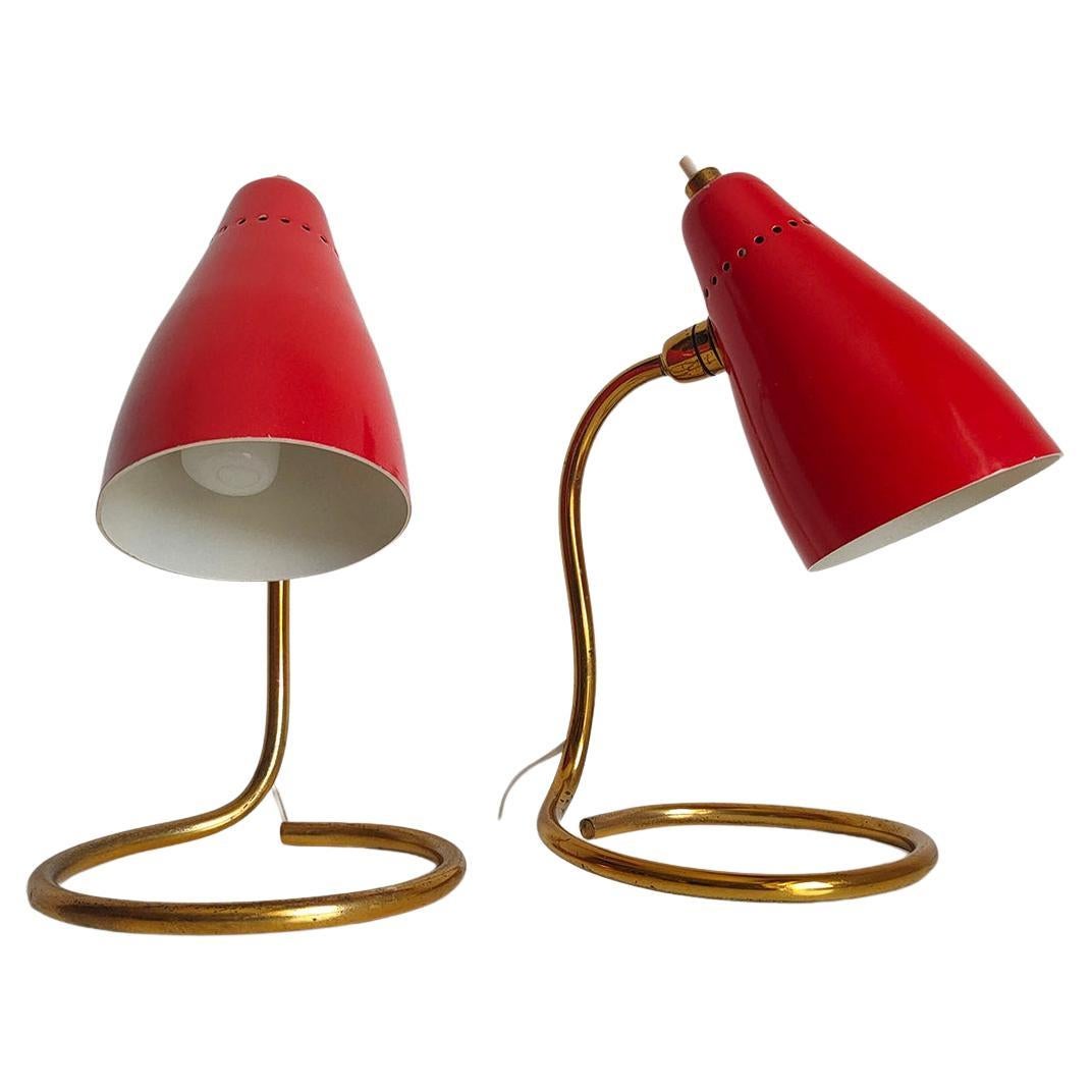 Giuseppe Ostuni Set of Two Table Lamps 214 or Vipere by O-luce 1950s Italy For Sale