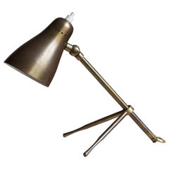 Giuseppe Ostuni, Small Adjustable Table Lamp, Brass, O-Luce, Italy, 1950s
