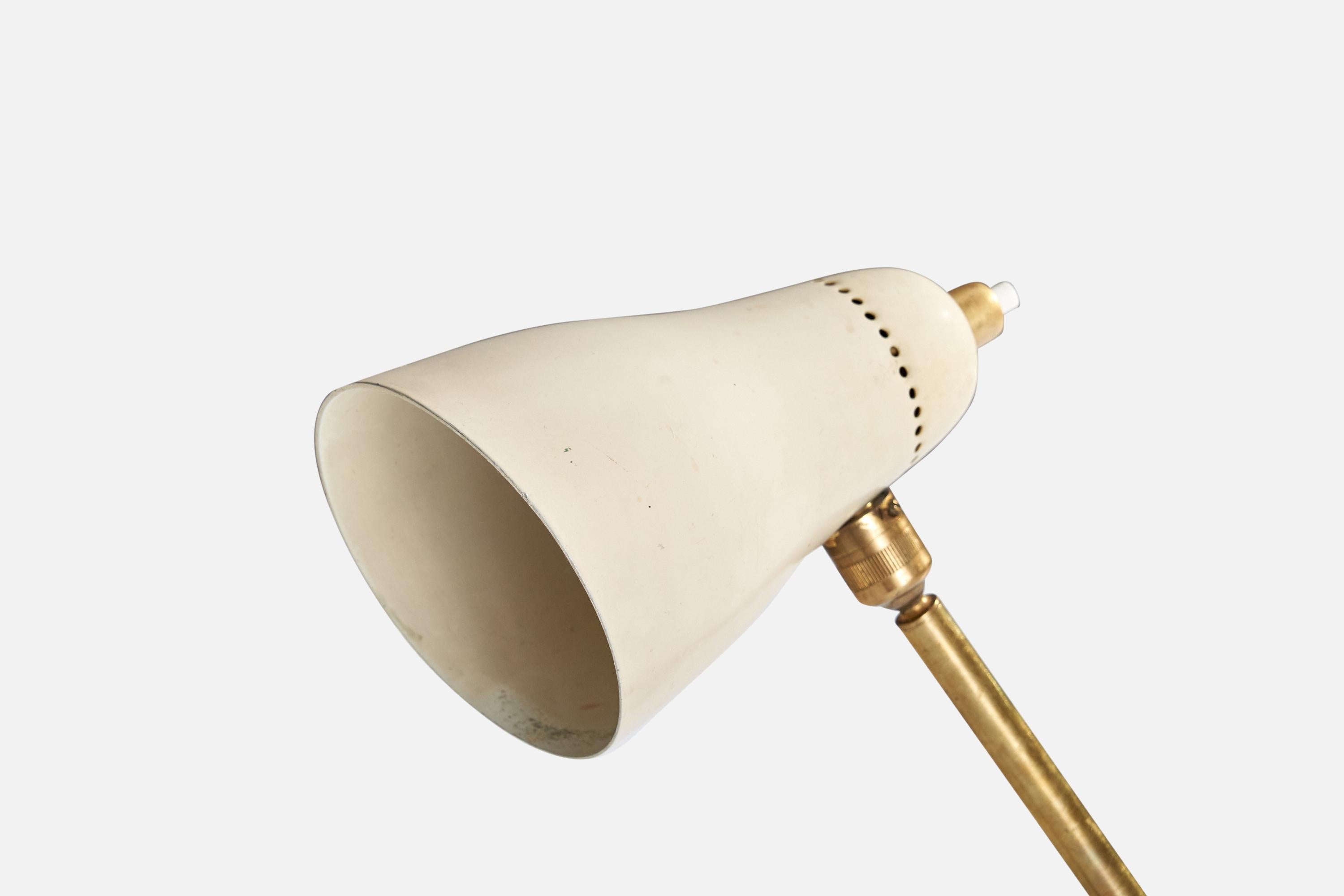 Mid-20th Century Giuseppe Ostuni, Table Lamp, Brass, Metal, Italy, 1950s For Sale