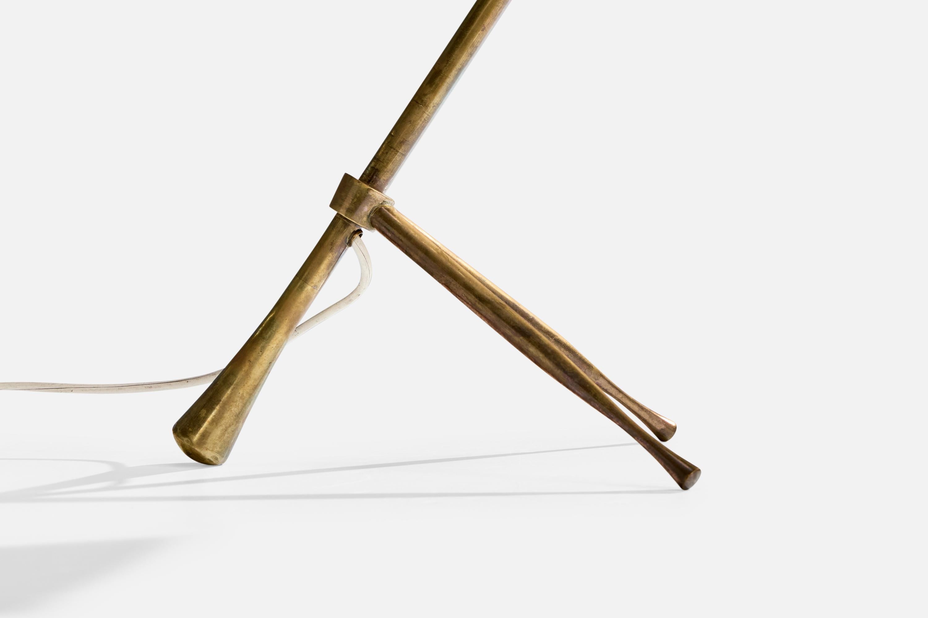 Giuseppe Ostuni, lampe de table, laiton, métal, Italie, années 1950 en vente 2