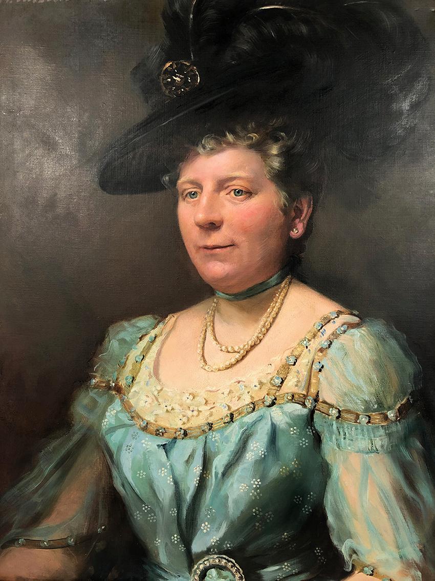 Huile sur toile signée Giuseppe P. Anzino et datée 1907. Portrait de Miss Margar For Sale 1