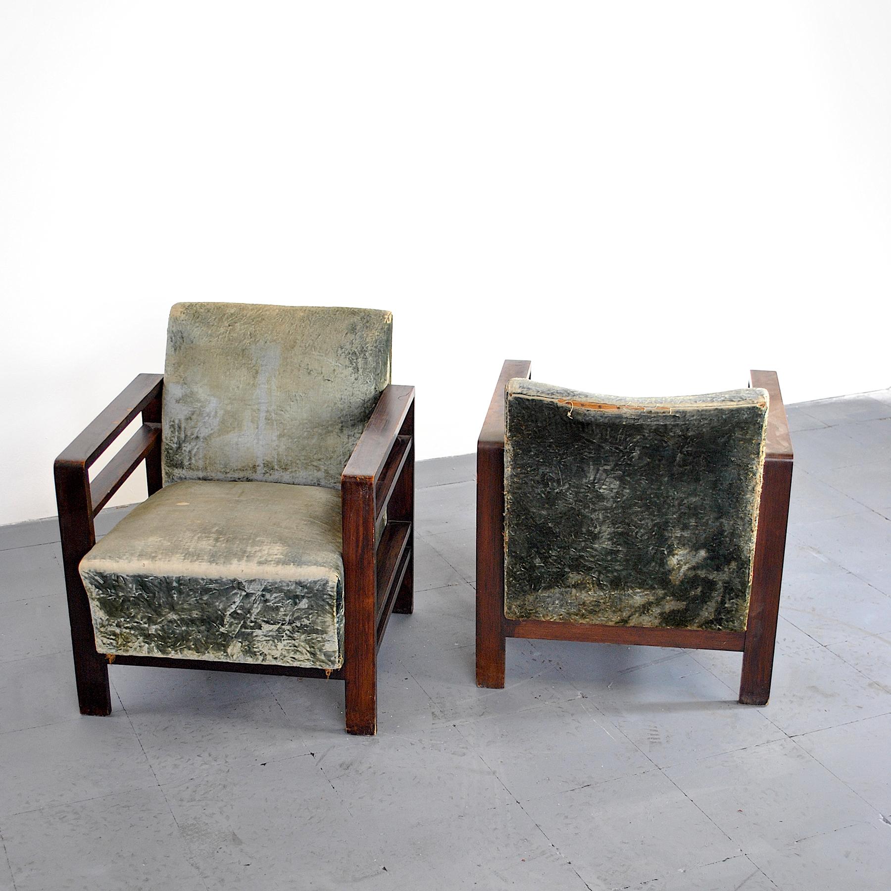 Mid-20th Century Giuseppe Pagano Armchairs Italian Rationalism For Sale