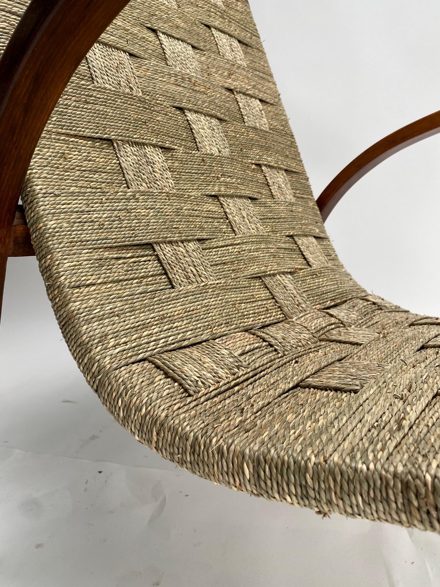 Giuseppe Pagano (Attr.),  Rope and bentwood Armchair, Italy 1940s For Sale 1