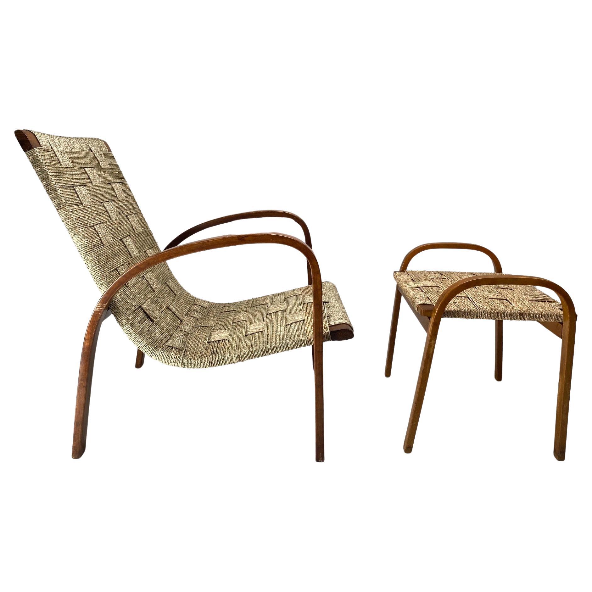 Giuseppe Pagano (Attr.),  Rope and bentwood Armchair, Italy 1940s