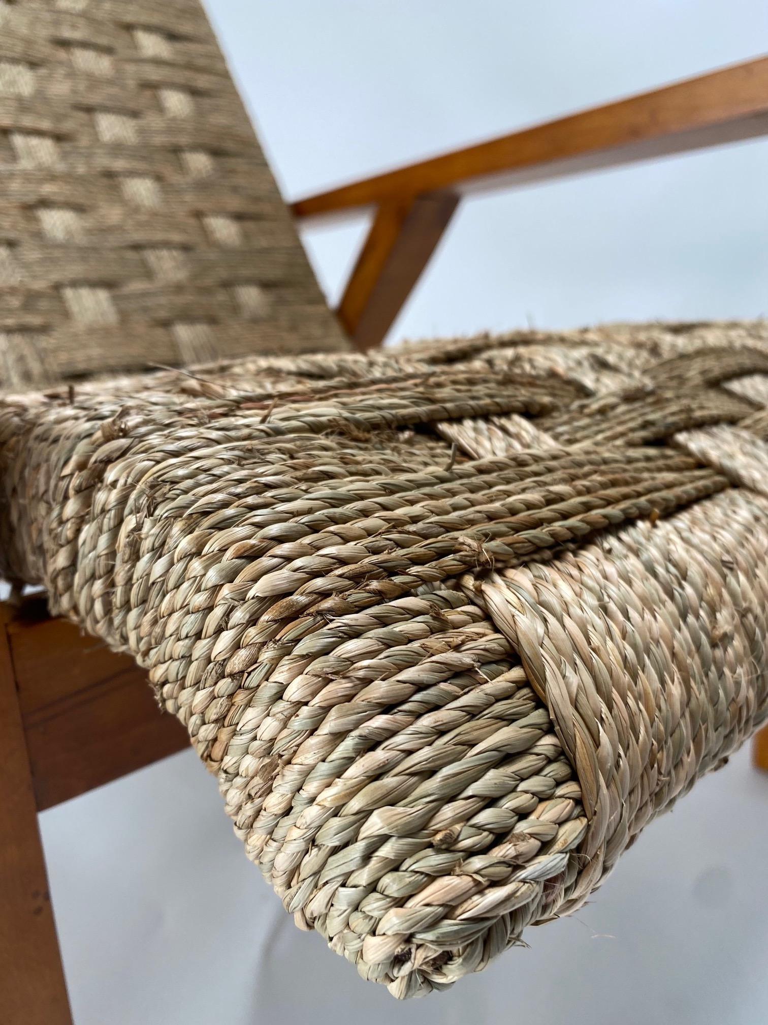 Corde Giuseppe Pagano (Attr.), Deux fauteuils en bois et corde, Italie 1940s en vente