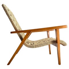 Giuseppe Pagano (Attr.), Deux fauteuils en bois et corde, Italie 1940s
