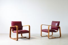 Giuseppe Pagano pair of rationalist armchairs designed in 1938 for Bocconi Unive