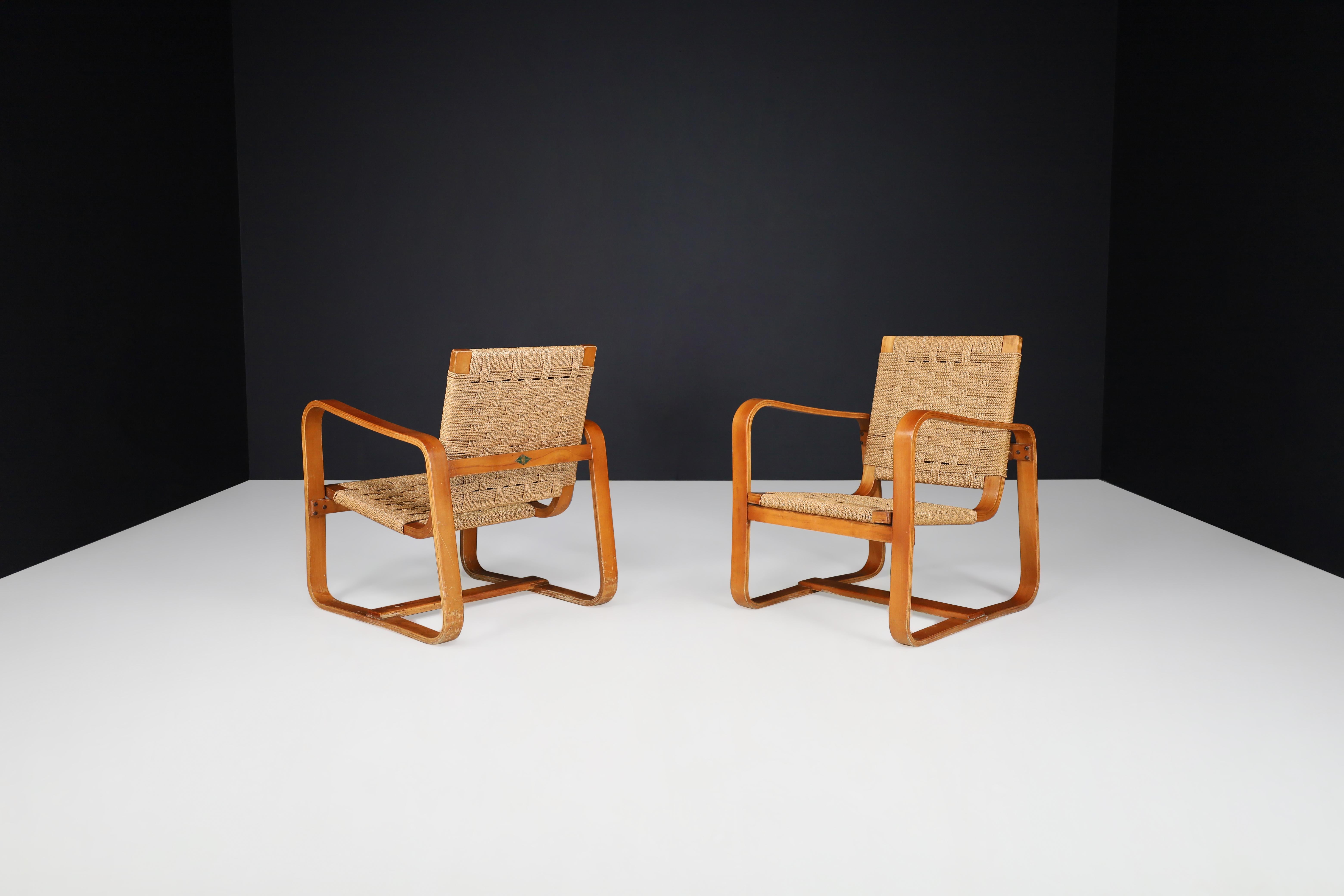 Rope Giuseppe Pagano Pogatschnig. 'Bocconi' Armchairs, Italy, 1940s For Sale