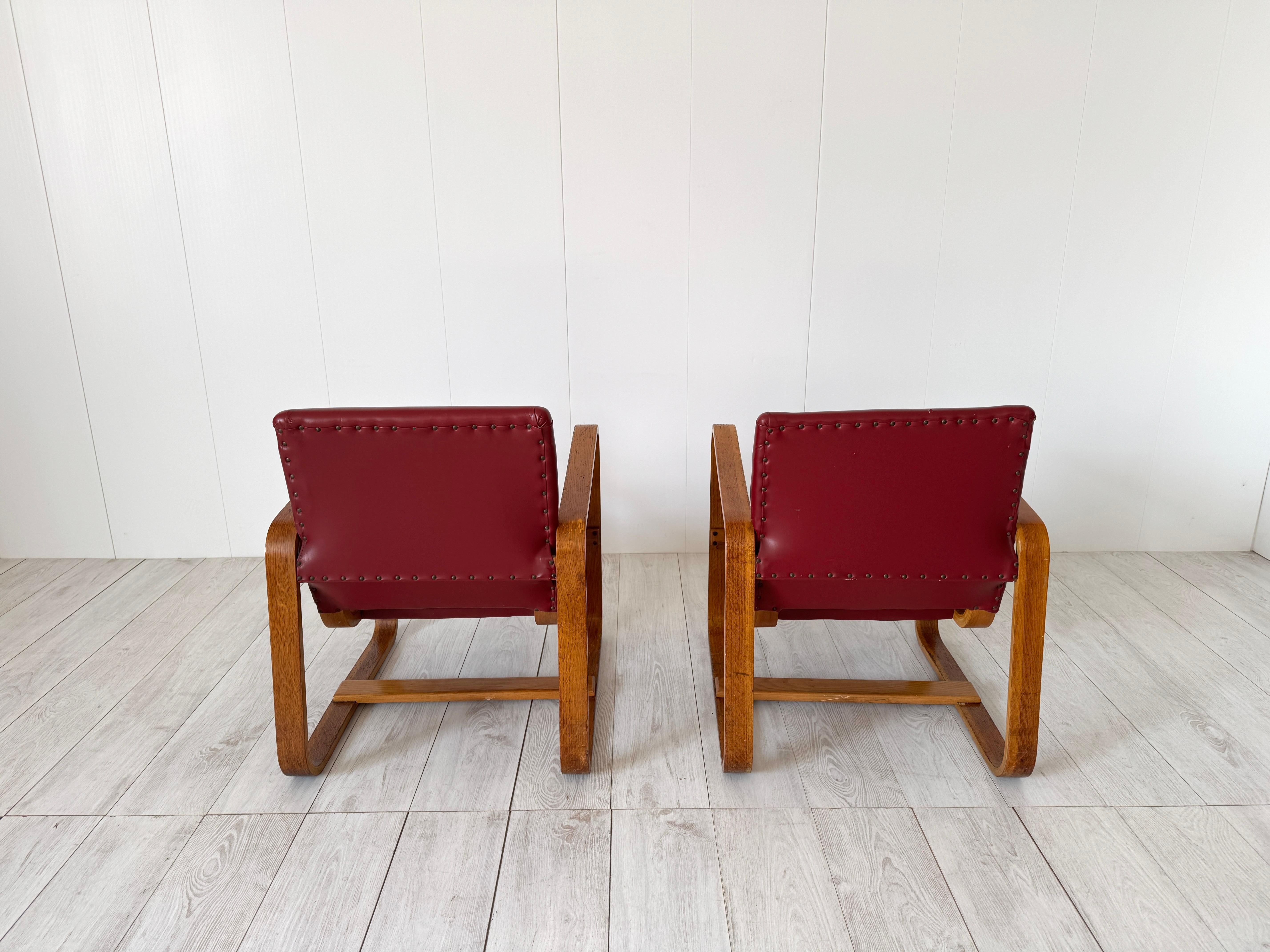 Giuseppe Pagano Pogatschnig, Pair of armchairs mod. Lamellare, 1941 For Sale 5