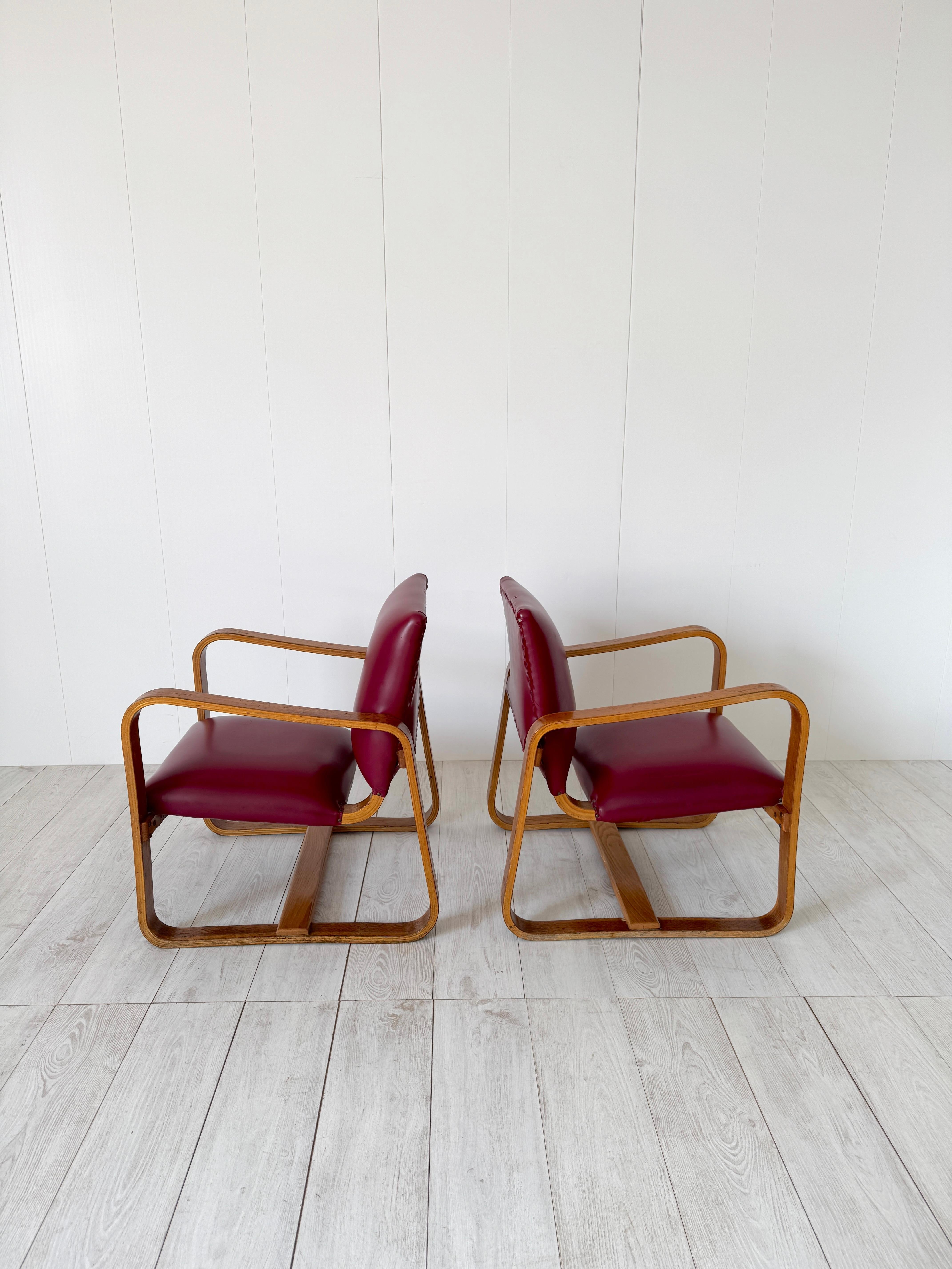 Giuseppe Pagano Pogatschnig, Pair of armchairs mod. Lamellare, 1941 For Sale 6