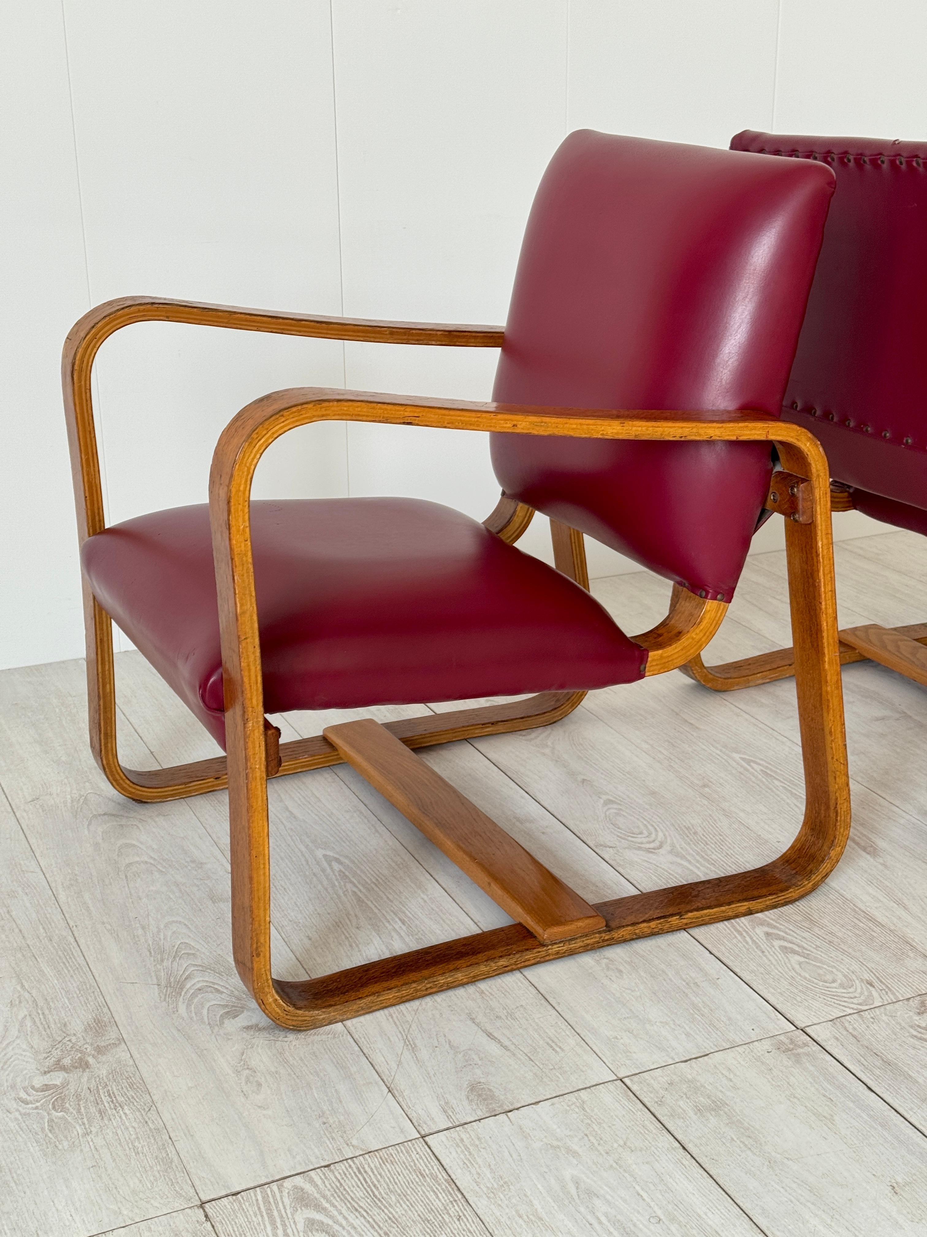 Giuseppe Pagano Pogatschnig, Pair of armchairs mod. Lamellare, 1941 For Sale 10