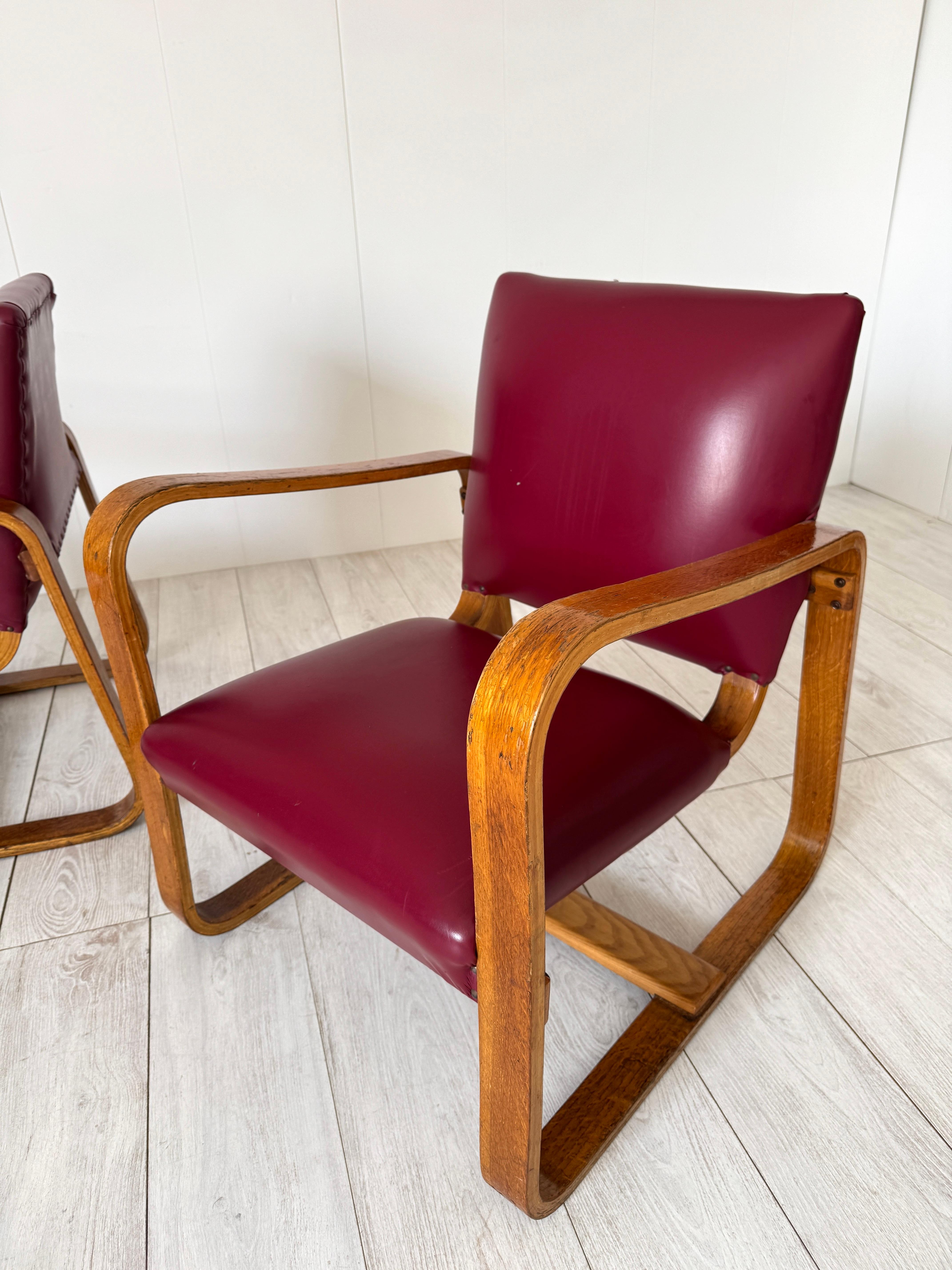 Giuseppe Pagano Pogatschnig, Pair of armchairs mod. Lamellare, 1941 For Sale 11