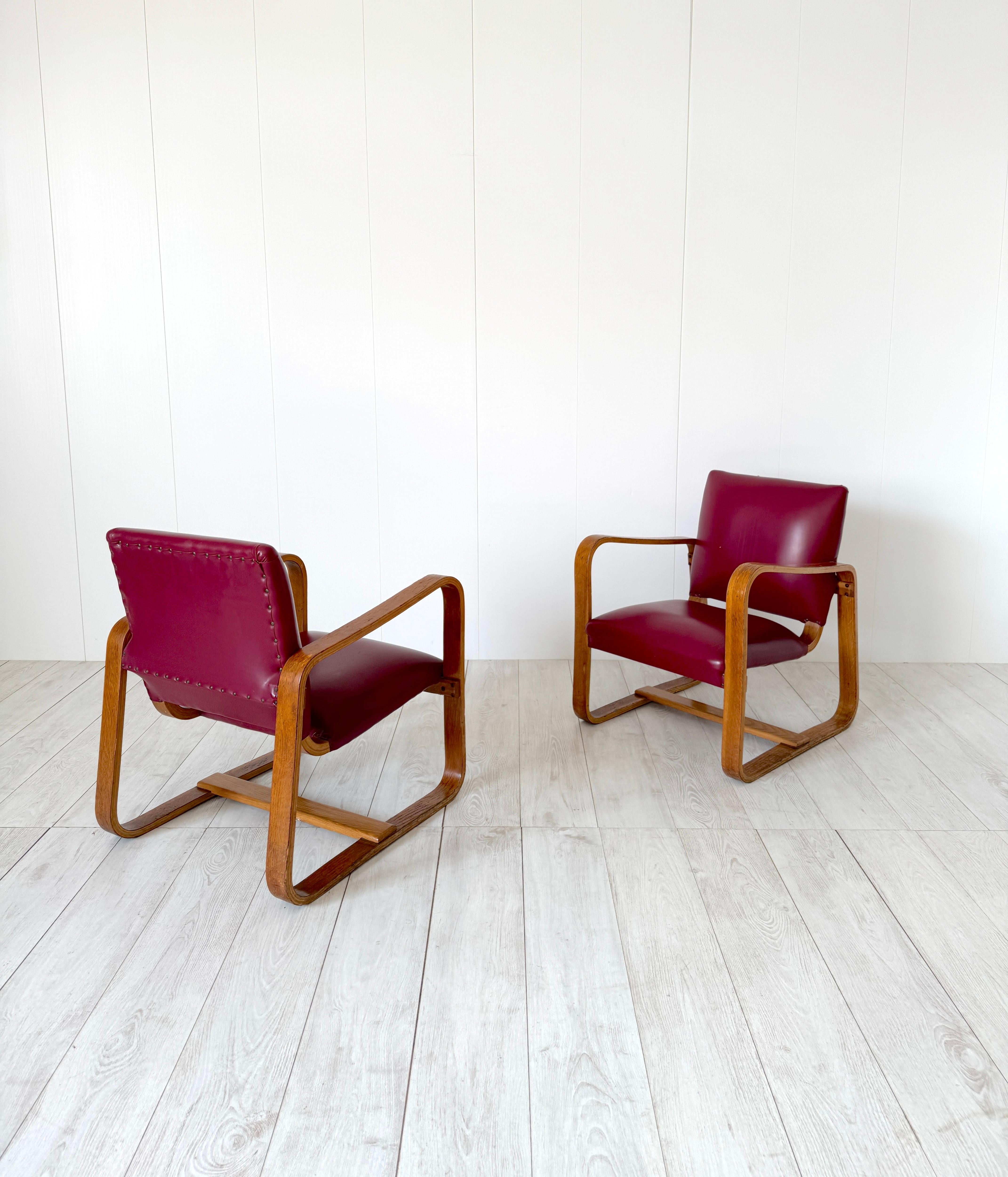 Giuseppe Pagano Pogatschnig, Pair of armchairs mod. Lamellare, 1941 For Sale 12