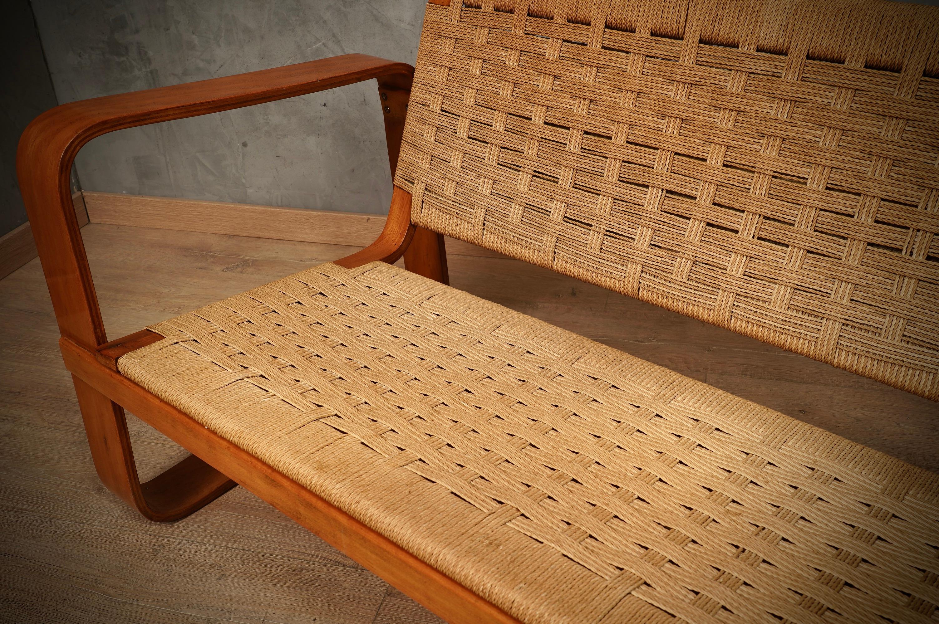 Italienisches Sofa von Giuseppe Pagano Pogatschnig e Gino Maggioni, 1940 (Rattan) im Angebot