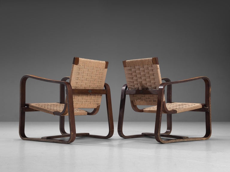 Mid-20th Century Giuseppe Pagano Pogatschnig & Gino Maggioni Pair of Bentwood Lounge Chairs