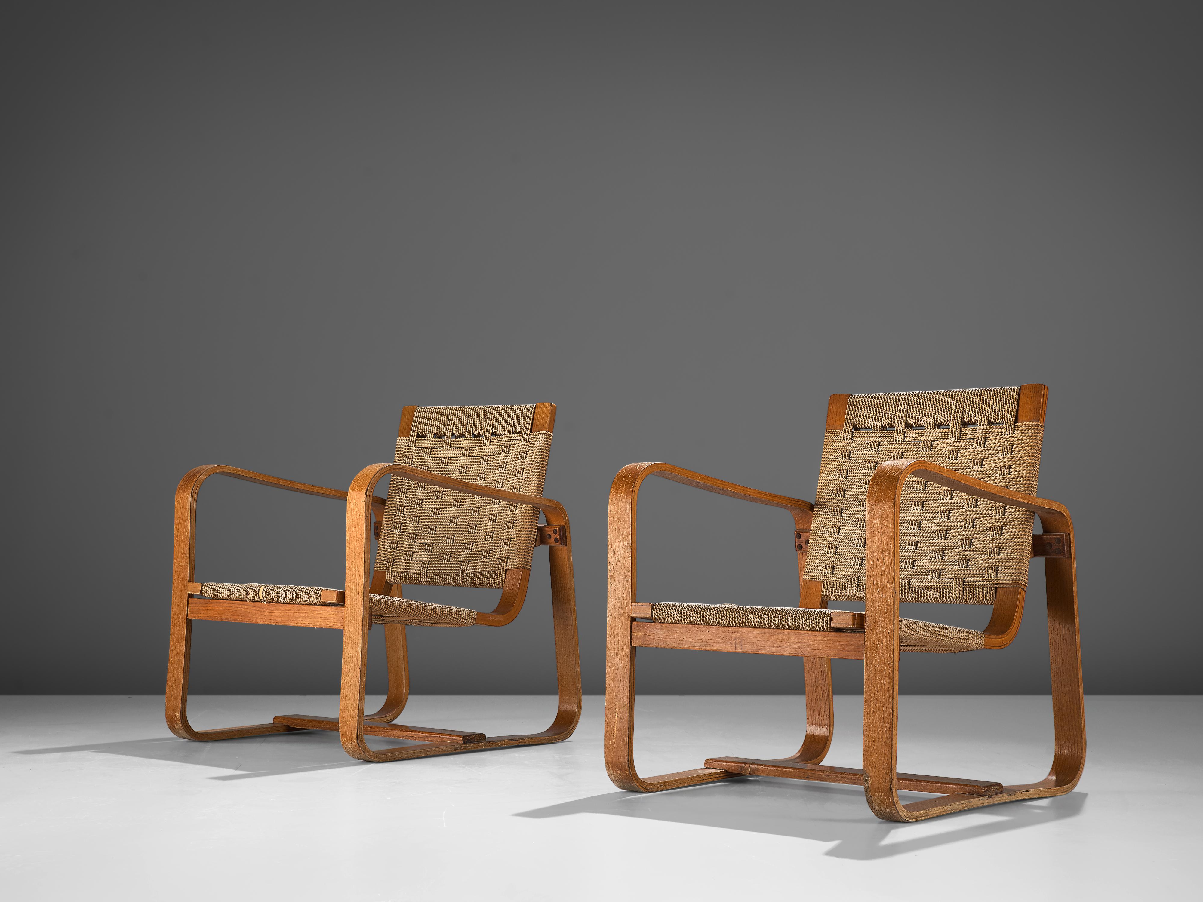Italian Giuseppe Pagano Pogatschnig Pair of Bentwood Lounge Chairs, 1940s