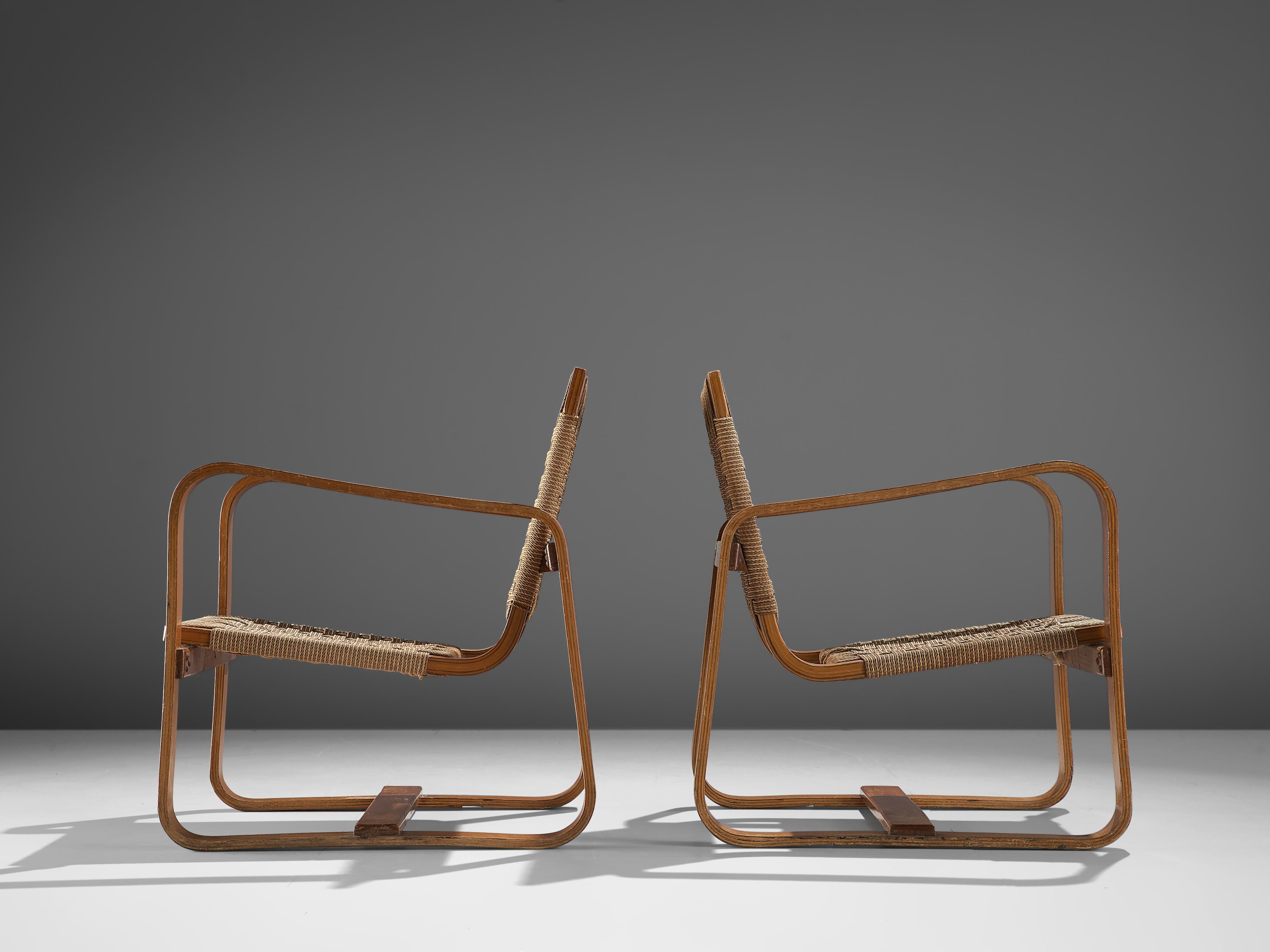 Giuseppe Pagano Pogatschnig Pair of Bentwood Lounge Chairs, 1940s 1