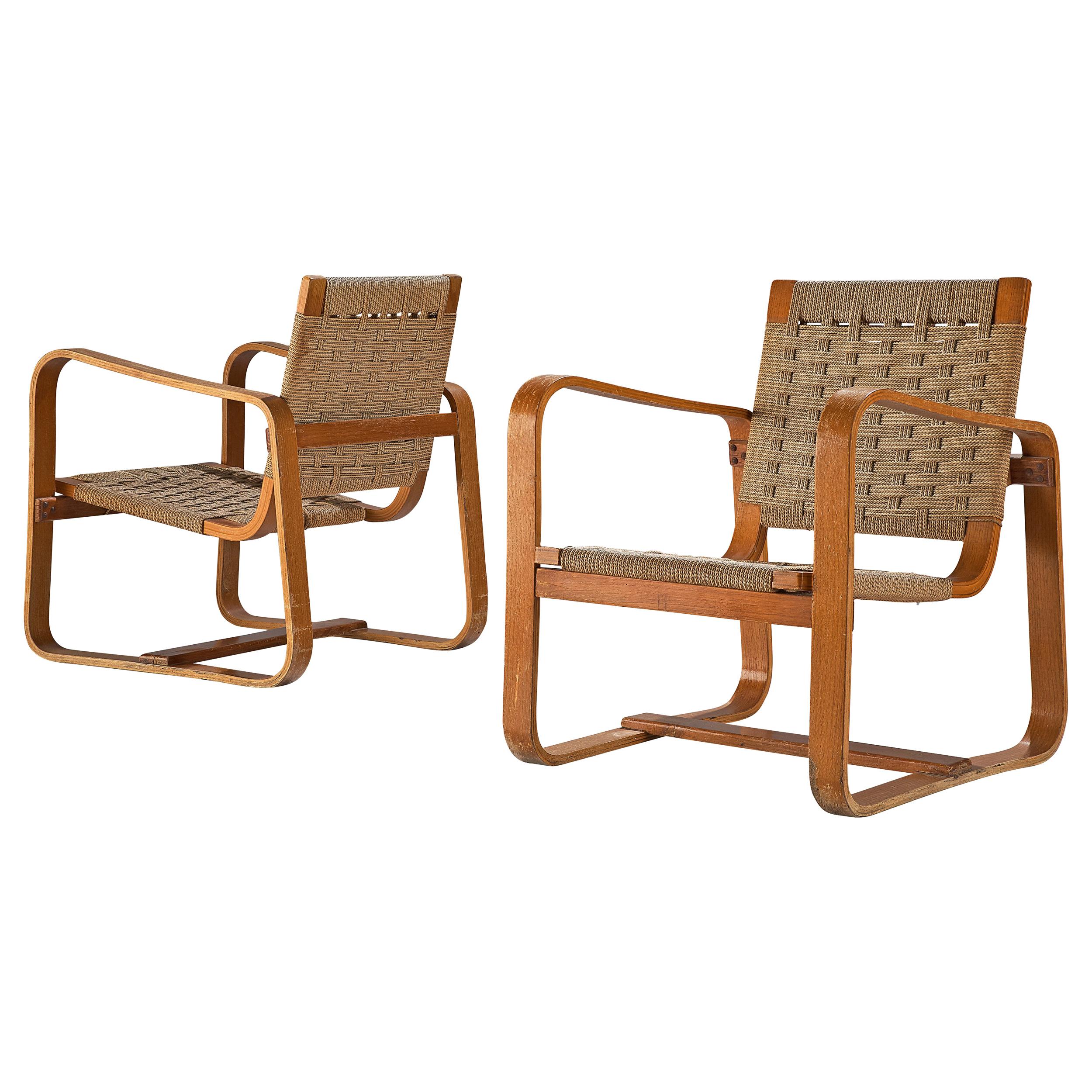 Giuseppe Pagano Pogatschnig Pair of Bentwood Lounge Chairs, 1940s