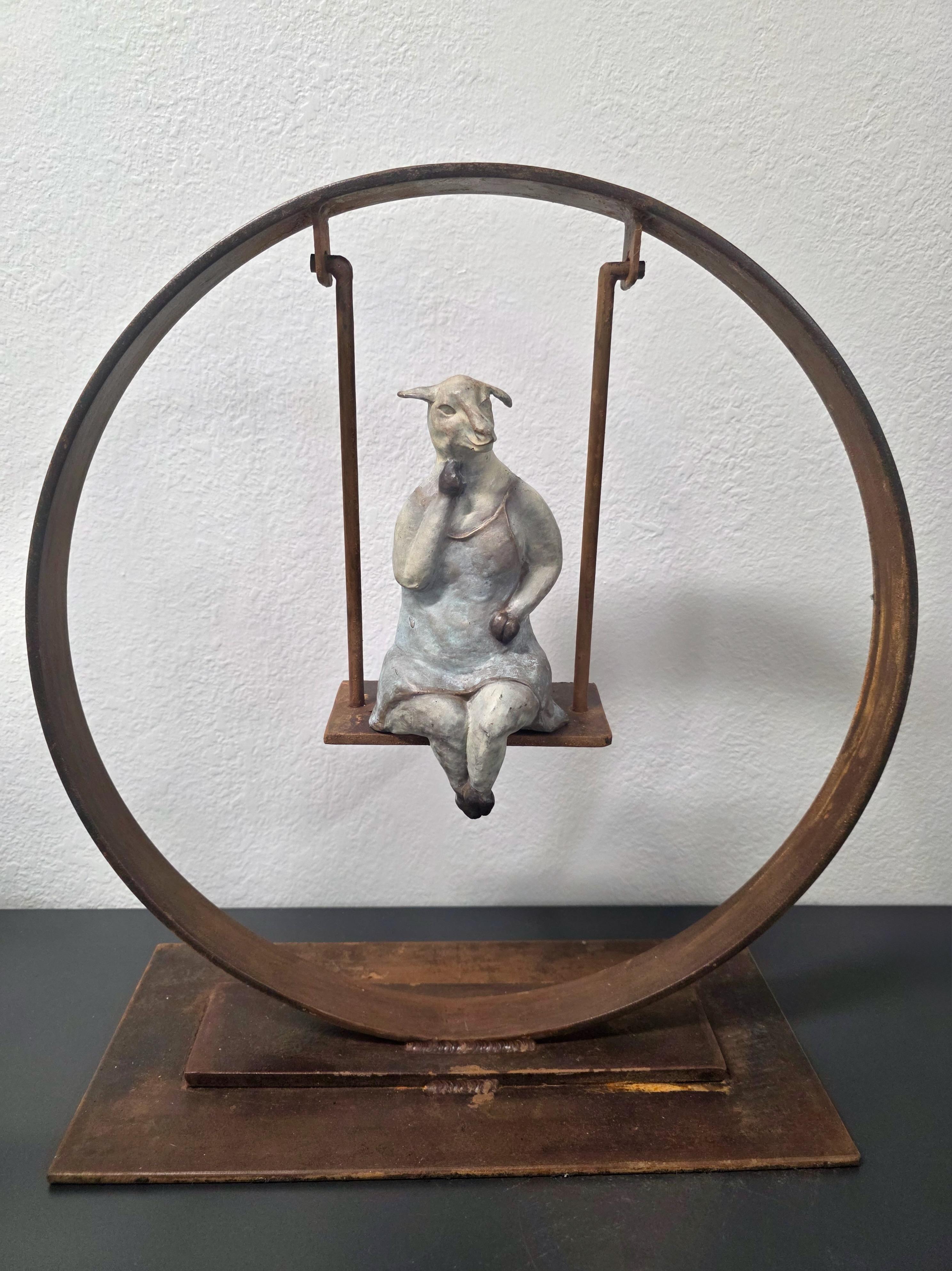 Figurative Sculpture di Giuseppe Palumbo - Ewe-Who On Swing 7/50