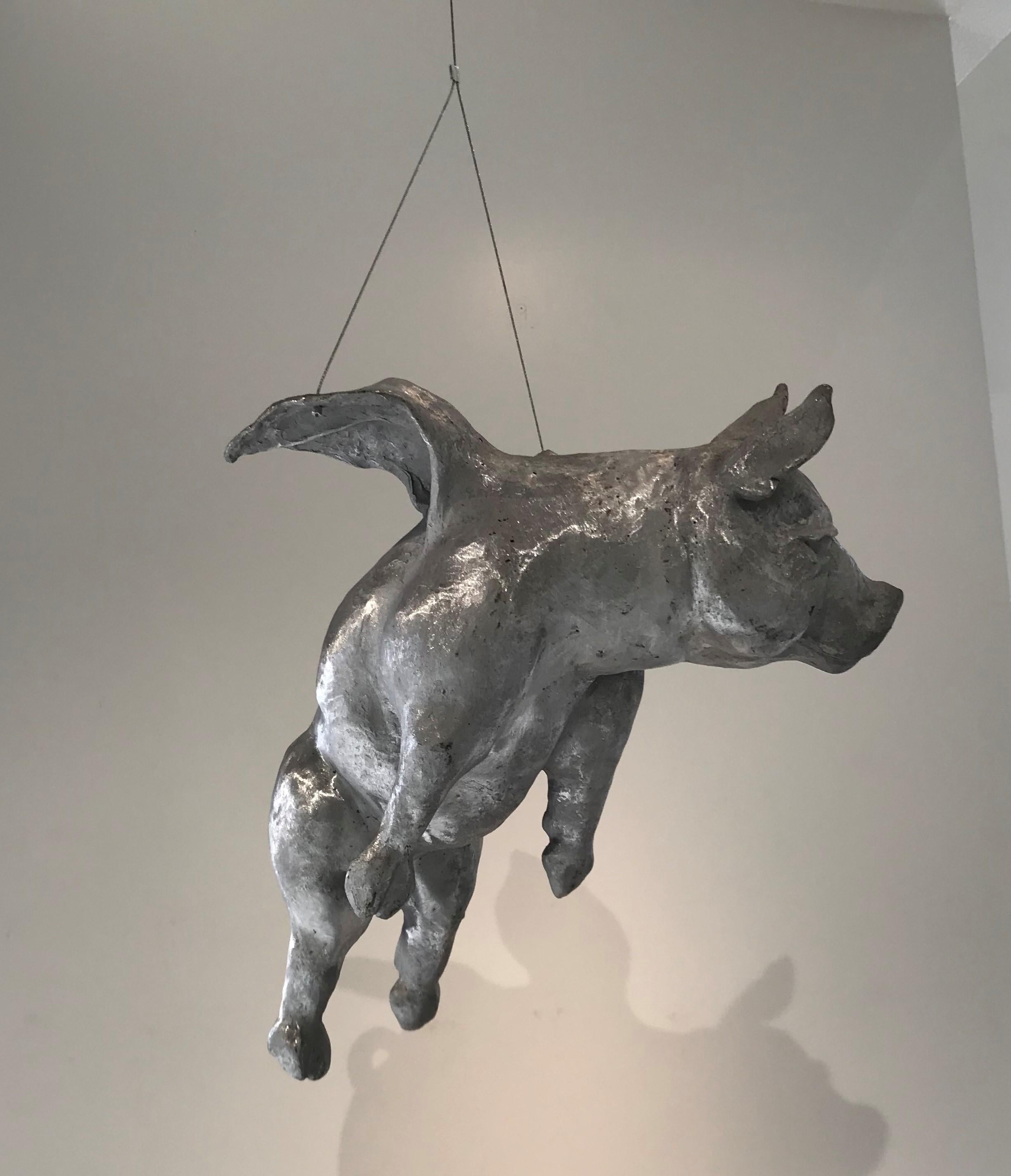 Giuseppe Palumbo Figurative Sculpture - Hog Heaven (Aluminum) Flying 2/99