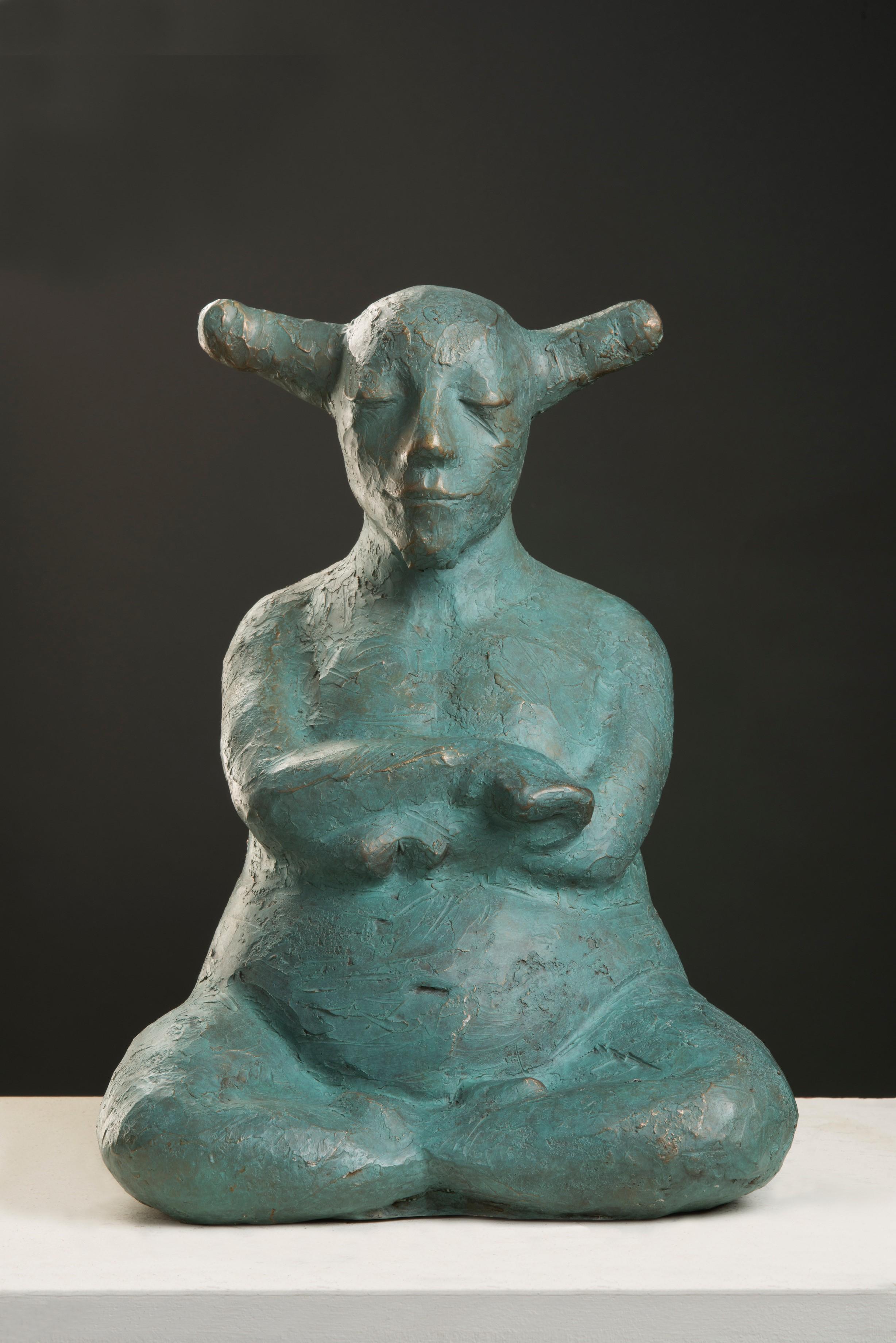 Figurative Sculpture Giuseppe Palumbo - Little Zen (patine turquoise) 6/99