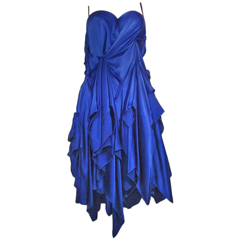 Giuseppe Papini - Robe en soie bleu électrique  en vente