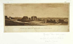 Vista de la ruina de Chnubis - Aguafuerte de Giuseppe Pera - Finales del siglo XIX