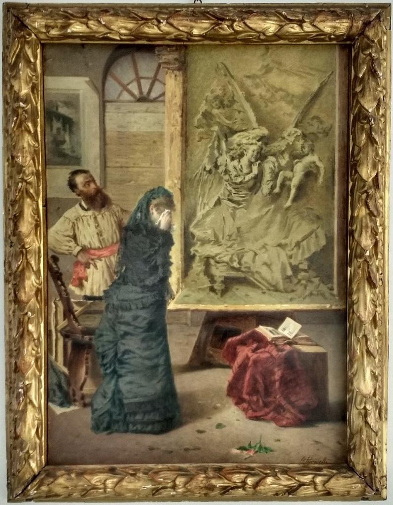 Ohne Titel – Interieur – Ölgemälde von Giuseppe Puricelli – 1860 – Painting von Giuseppe Puricelli Guerra