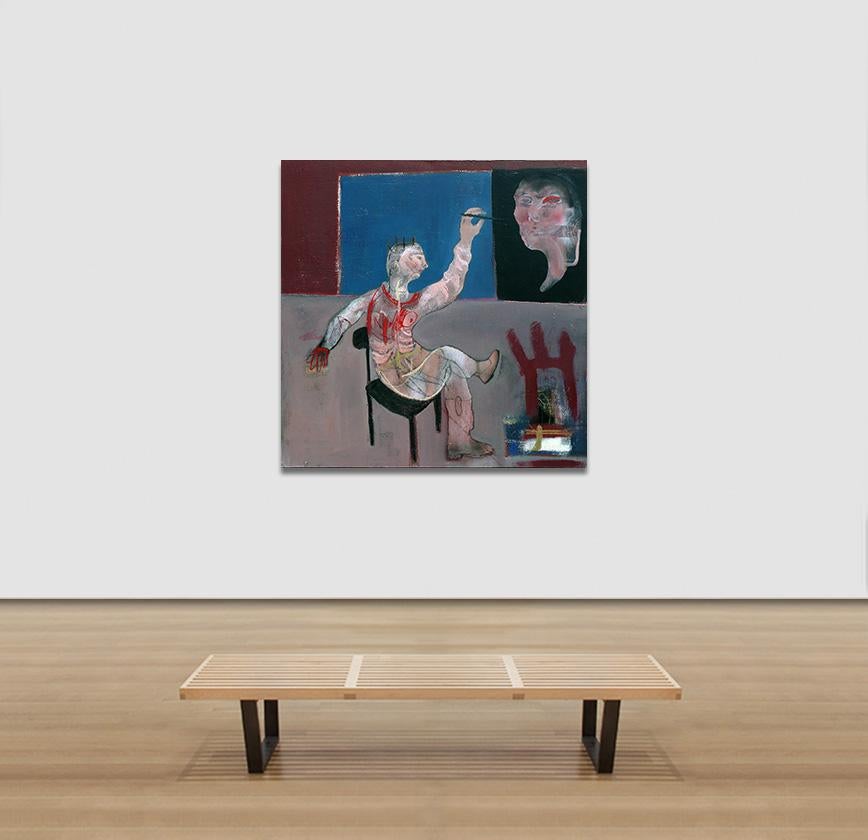 Giuseppe Ragazzini’s Omaggio a Bacon (2005) stands as a seminal piece in the artist's oeuvre, bridging traditional painting with contemporary expressionism. In this oil and mixed-media work, Ragazzini pays tribute to Francis Bacon’s raw emotional