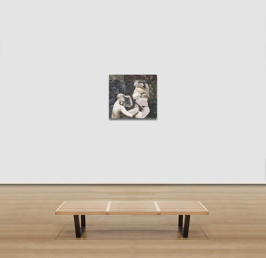 Il Kamasutra I di Giuseppe Ragazzini affascina con la sua audace esplorazione dell'intimità e della sensualità, presentata attraverso un collage digitale frammentato. La composizione presenta figure intrecciate costruite con texture sovrapposte,