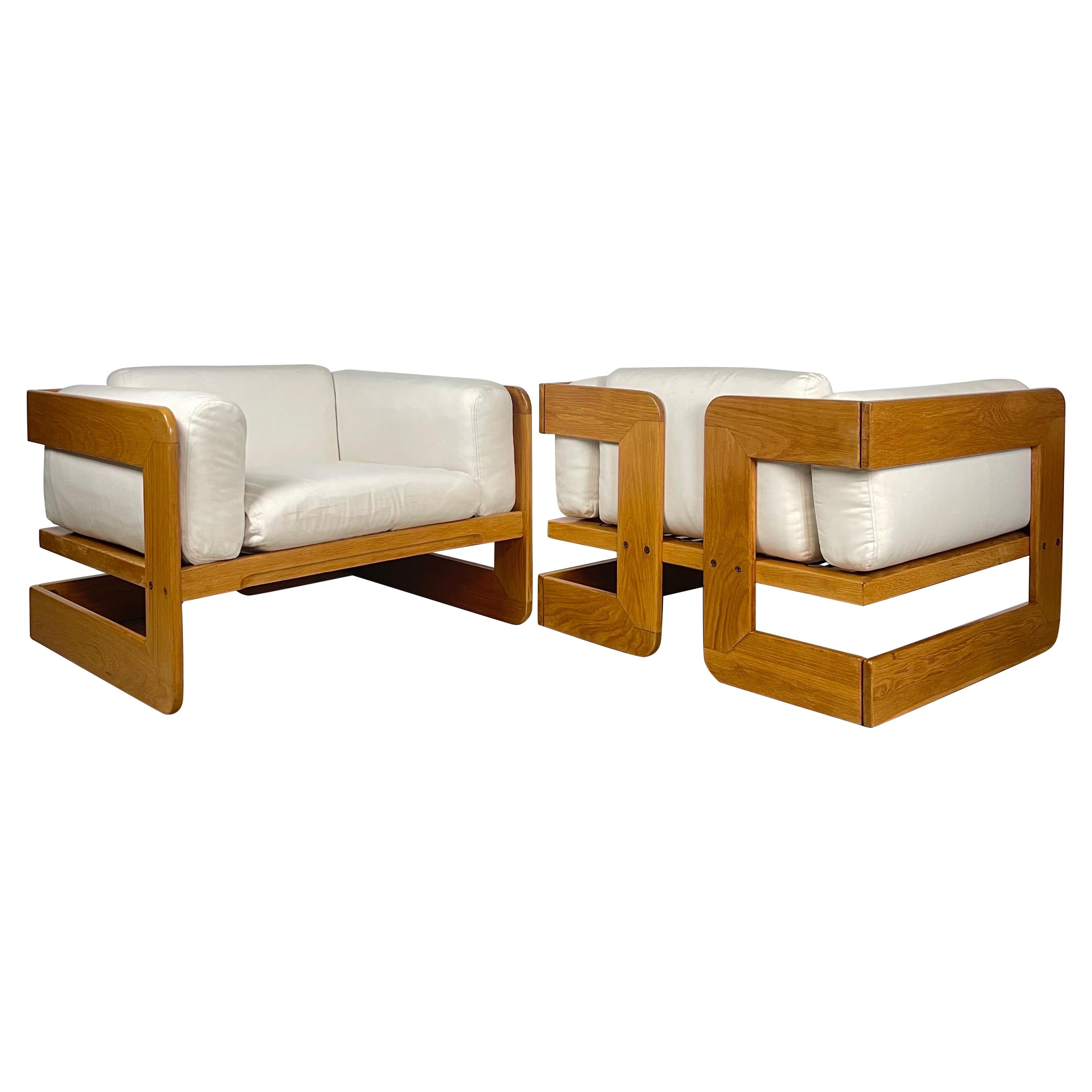 Giuseppe Raimondi 1970s Italian Oak Chairs