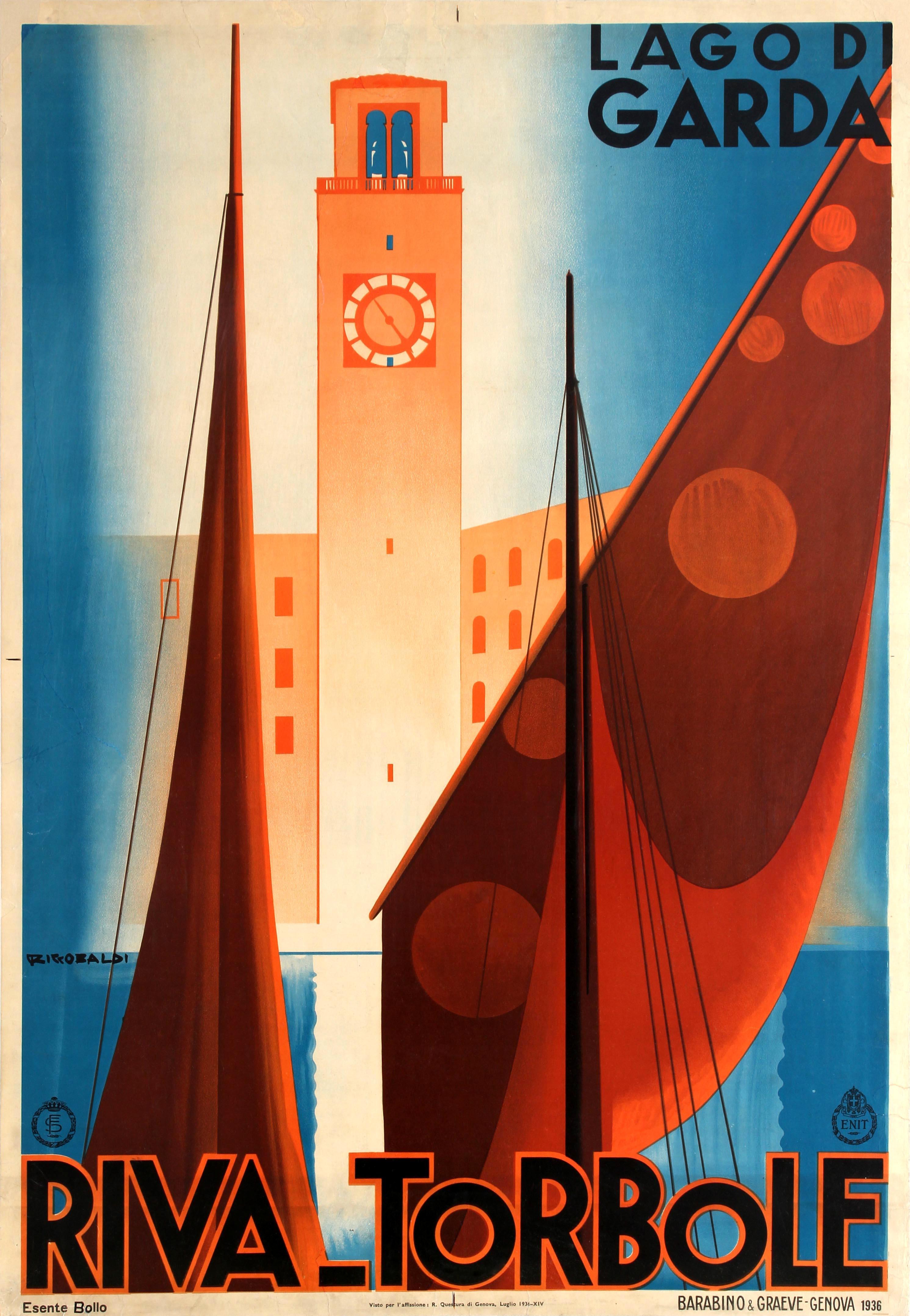 Lago di Garda Riva Italy Italian Europe Vintage Travel Advertisement Poster 