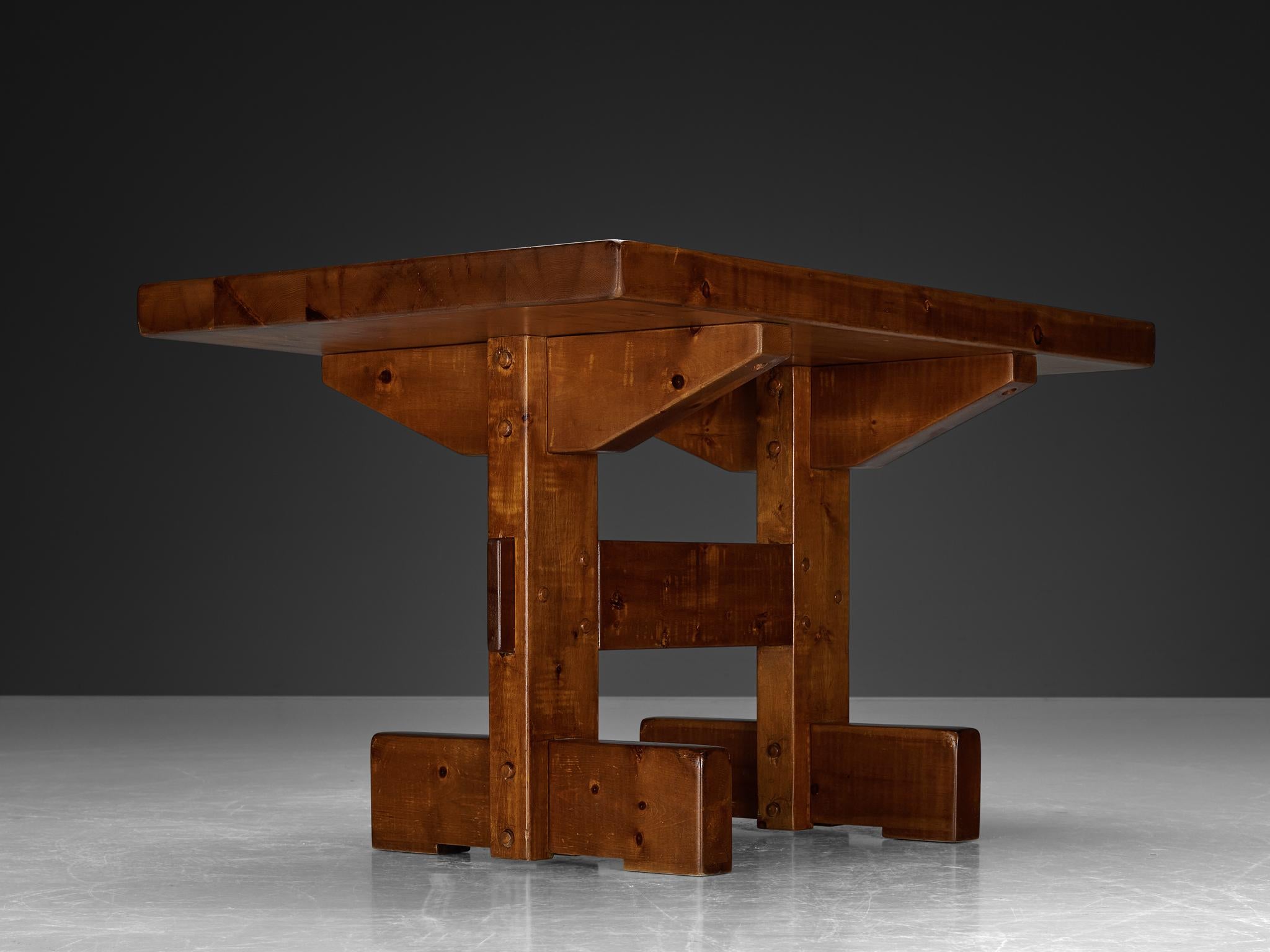 Late 20th Century Giuseppe Rivadoss Dining Table in Pine  For Sale