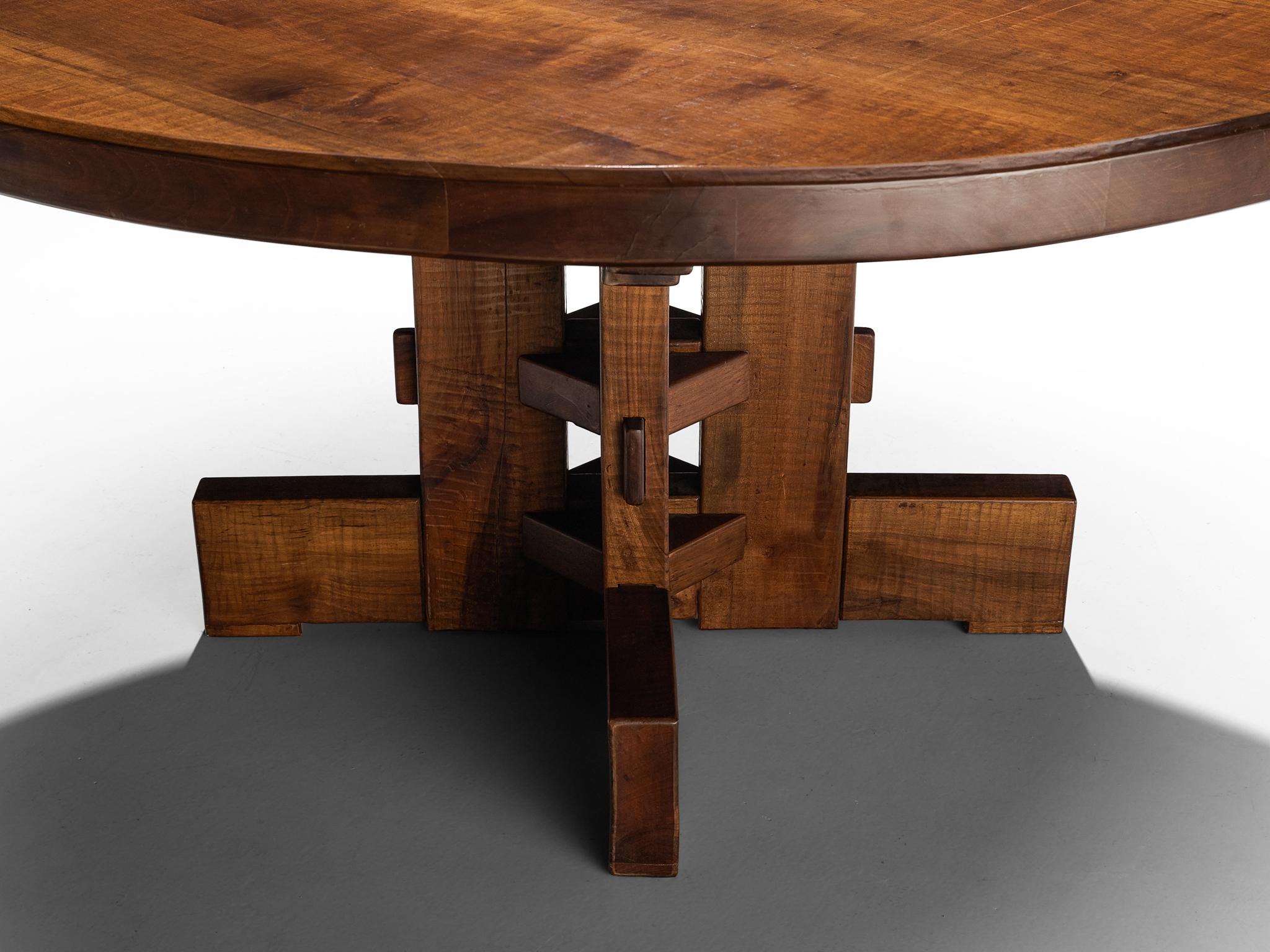 Giuseppe Rivadossi Round Dining Table in Walnut For Sale at 1stDibs
