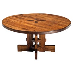 Giuseppe Rivadossi Round Dining Table in Walnut