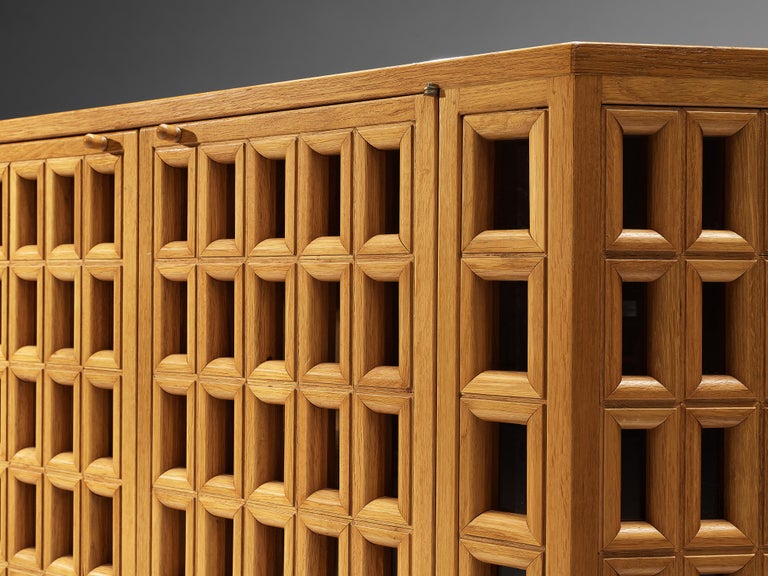 Mid-Century Modern Giuseppe Rivadossi Architectural Sideboard Model ‘Della Siepe’ in Oak and Glass