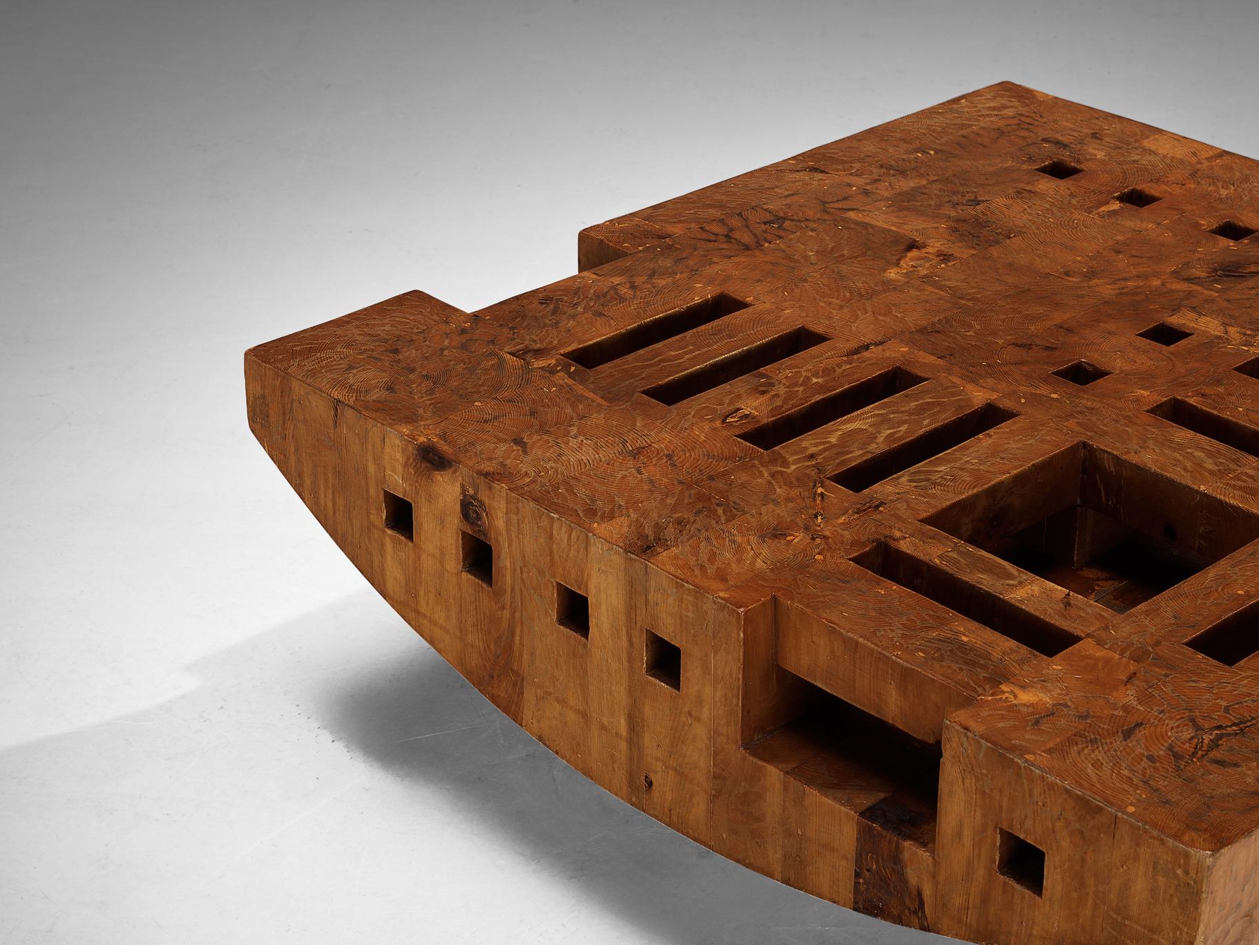 Post-Modern Giuseppe Rivadossi 'Bloco Galla' Coffee Table in Pine For Sale